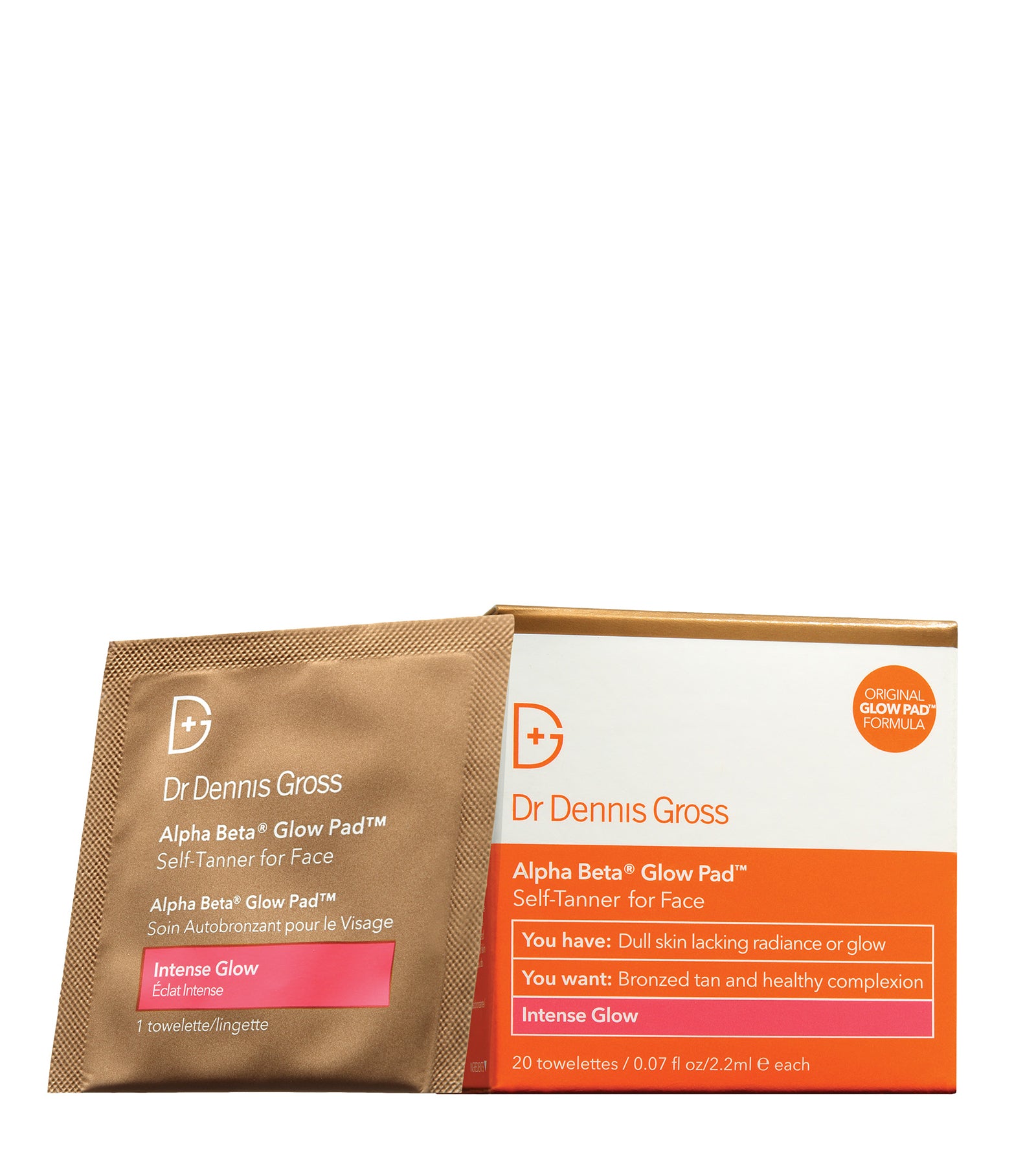 Alpha Beta® Glow Pad™ for Face Intense Glow dr Dennis gross bus brun utan sol exfoliering  