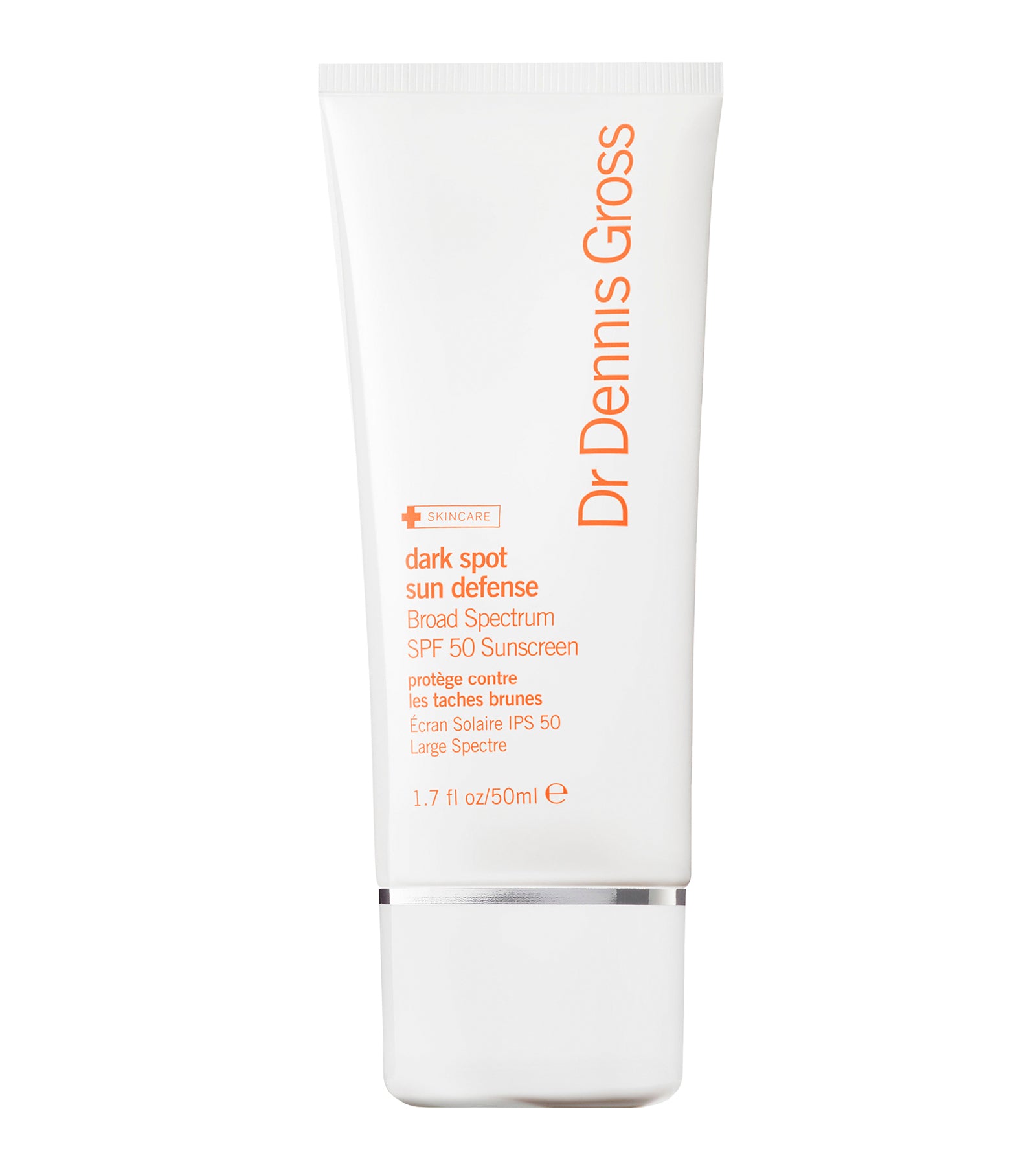 Dark Spot Sun Defense Broad Spectrum SPF 50 Sunscreen  är ett fysikaliskt bredspektrum-solskydd som skyddar mot UVA/UVB-strålar och motverkar solskador. dr Dennis gross 